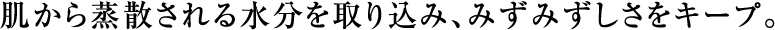 肌から蒸散される水分を取り込み、みずみずしさをキープ。