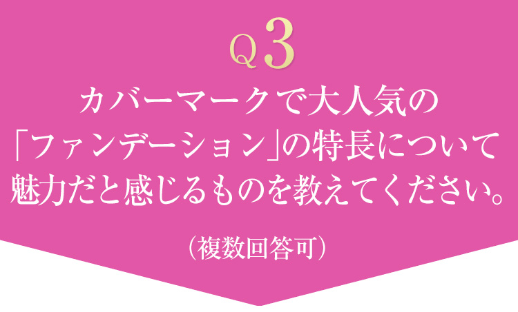 カバーマークで大人気の「ファンデーション」の特長について魅力だと感じるものを教えてください。