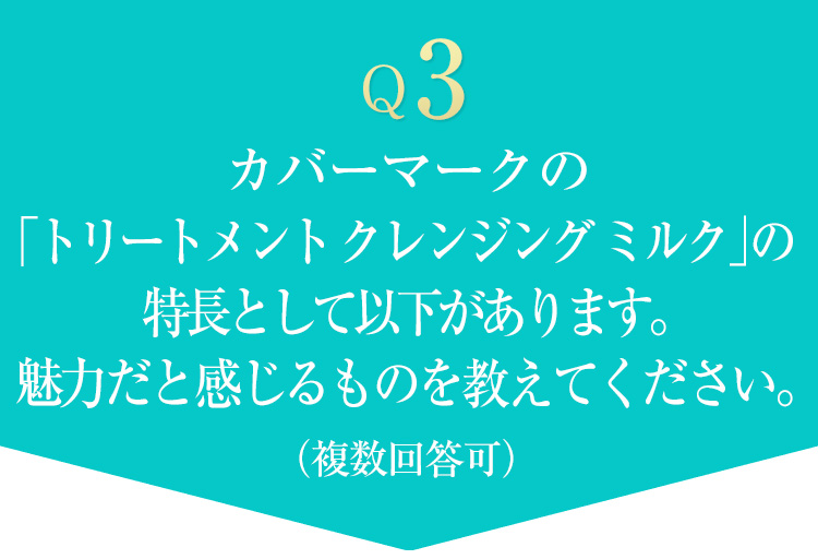 カバーマークの「トリートメント クレンジング ミルク」の特長として以下があります。魅力だと感じるものを教えてください。