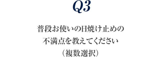 Q3 普段お使いの日焼け止めの不満点を教えてください（複数選択）