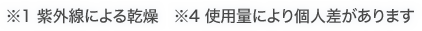※1 紫外線による乾燥　※4 使⽤量により個⼈差があります