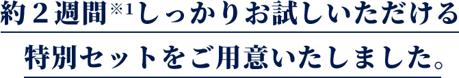 2週間しっかりお試しいただける特別セットをご用意いたしました。