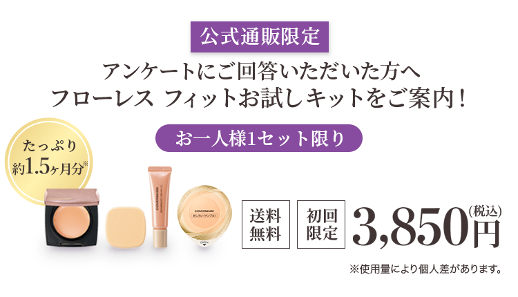 アンケートにご回答いただいた方へ フローレス フィットお試しキットをご案内！