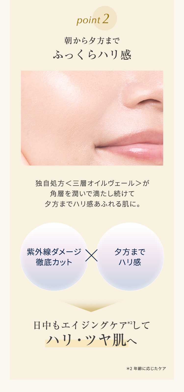 朝から夕方までふっくらハリ感
