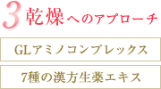 3.乾燥へのアプローチ ［GLアミノコンプレックス］［7種の漢方生薬エキス］