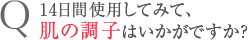 Q 14日間使用してみて、肌の調子はいかがですか？